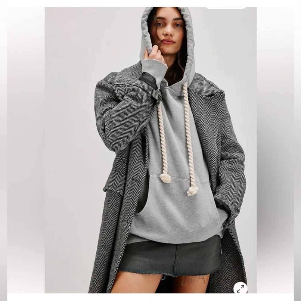 Free People - Encrusted Hoodie - Heather Grey NWT Sz L - Picture 4 of 8